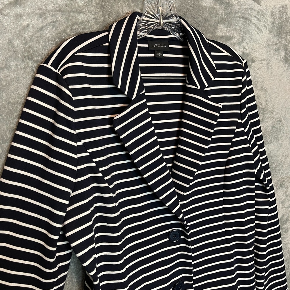 J.Jill Wearever Women Striped Blazer Size S French Girl‎ Preppy Coastal Nautical